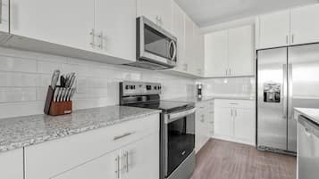 Fridge, dining tables