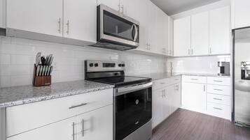 Fridge, dining tables