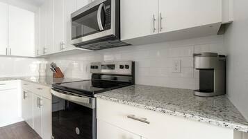 Fridge, dining tables