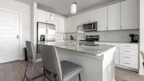 Fridge, dining tables