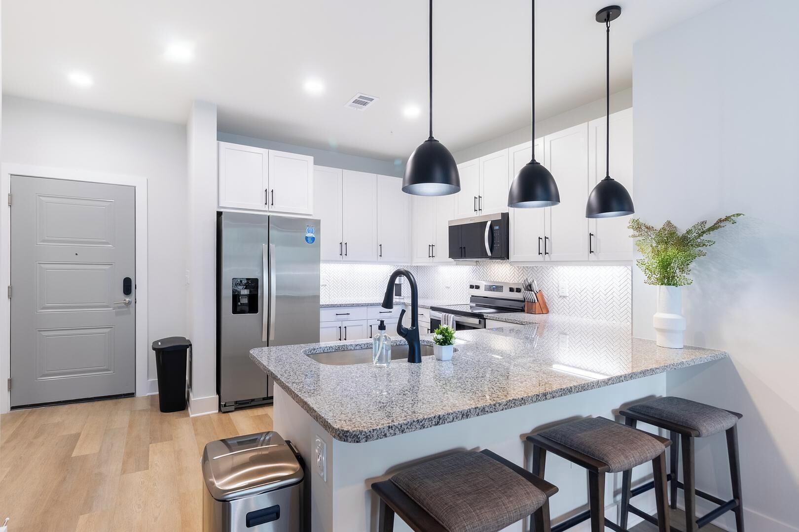 Fridge, dining tables