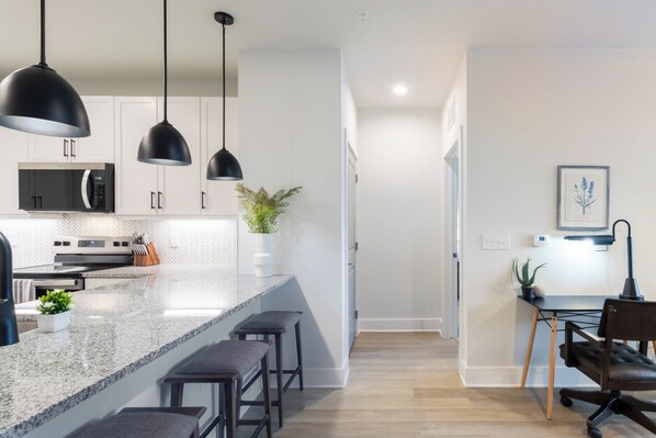 Fridge, dining tables