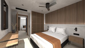 小型套房, 城市景观 | 客房内保险箱、办公桌、笔记本电脑工作区、遮光窗帘