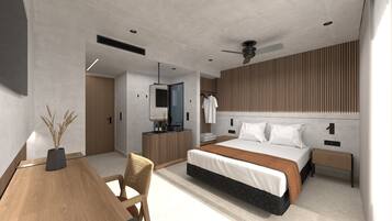 Superior tweepersoonskamer, uitzicht op de stad | Een kluis op de kamer, een bureau, een laptopwerkplek