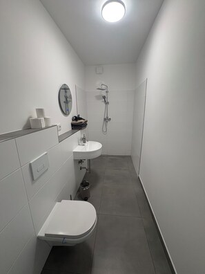 Hair dryer, towels, toilet paper