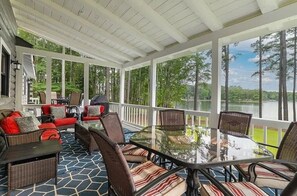 Outdoor dining - Lake Gaston Waterfront w/ Dock, Boat House, Fire Pit & Beautiful Lakefront Views (Henrico)
