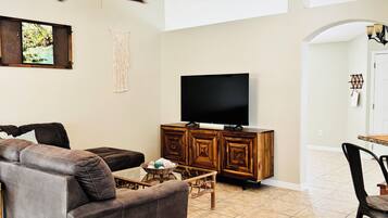 Smart TV, foosball, books