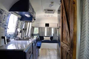Microwave, stovetop - Riverside Retreat in Restored Airstream (Bastrop)