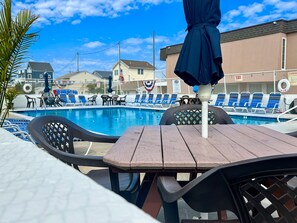 Outdoor pool, a heated pool - Ortley - Heated Pool! Steps to Private Beach, Parking - Bungalow 16 ☀️ (Seaside Heights)