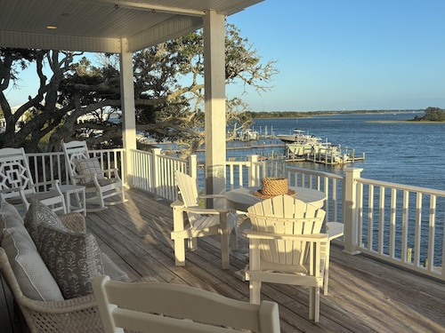 Waterfront home with ocean views and walk to Downtown Swansboro
