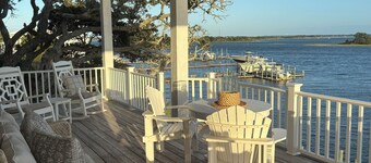 Waterfront home with ocean views and walk to Downtown Swansboro
