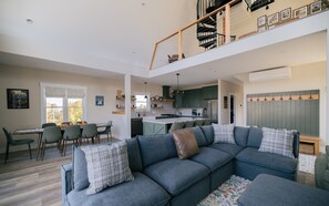 Smart TV, fireplace, video games, foosball