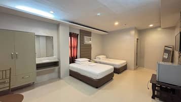 Desk, free WiFi, bed sheets