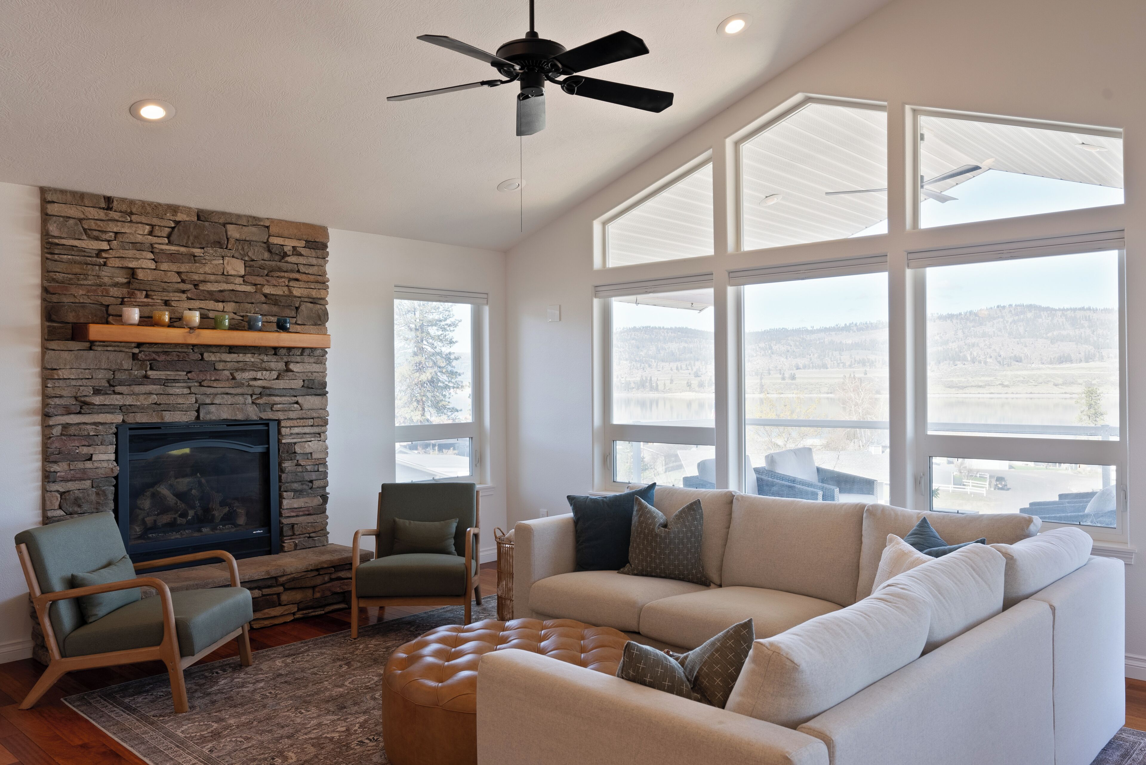 Smart TV, fireplace, video games, DVD player