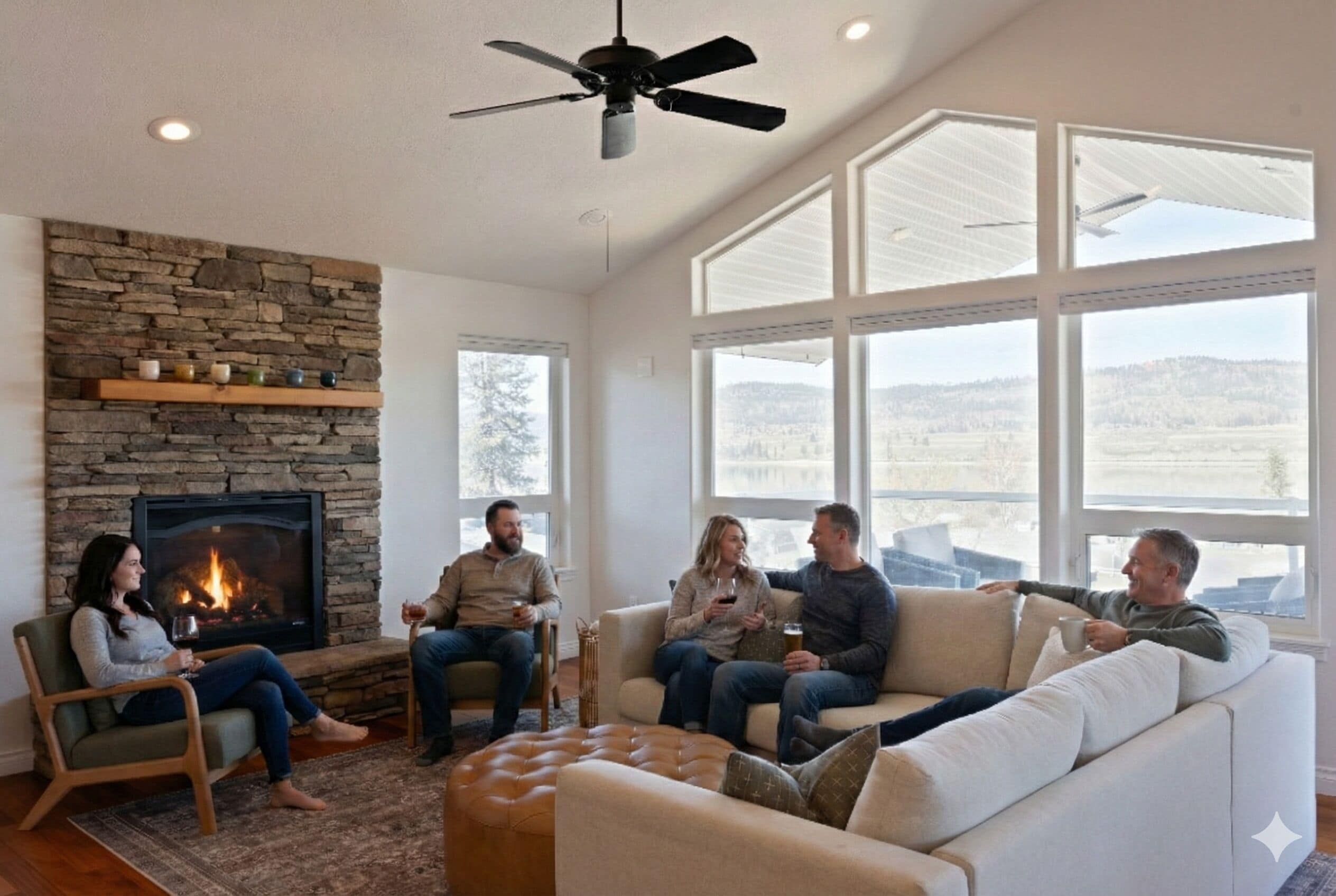 TV connectée, cheminée, jeux vidéo, lecteur de DVD