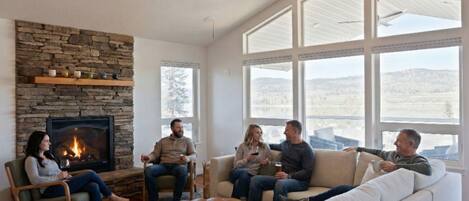 TV connectée, cheminée, jeux vidéo, lecteur de DVD