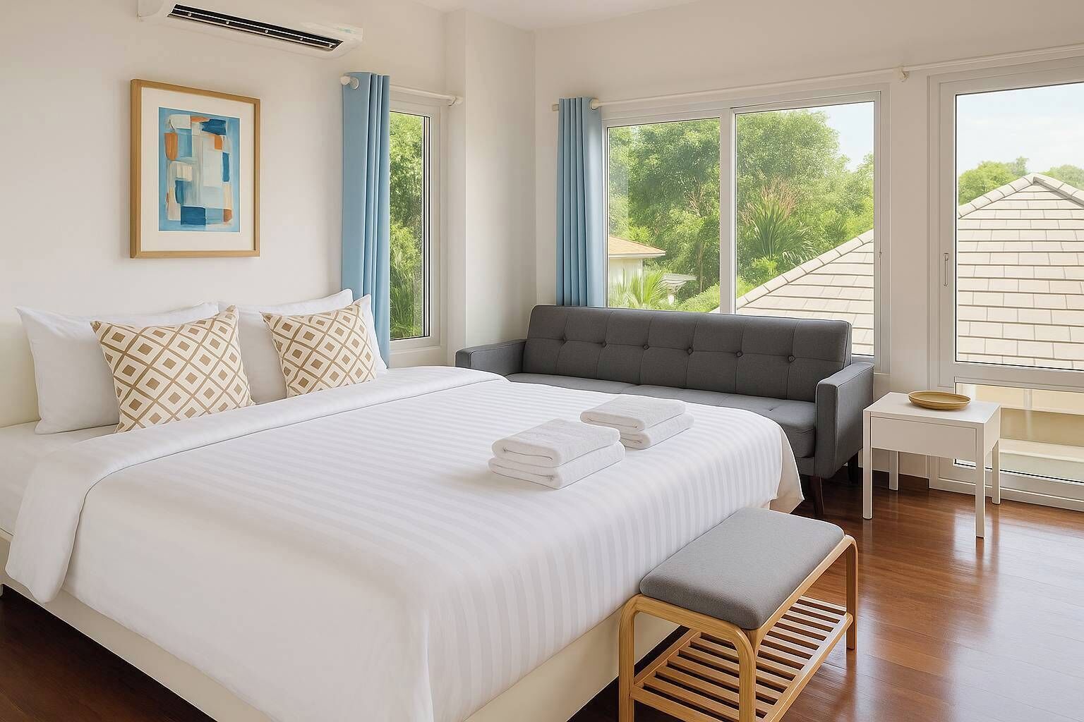 4 bedrooms, iron/ironing board, WiFi, bed sheets