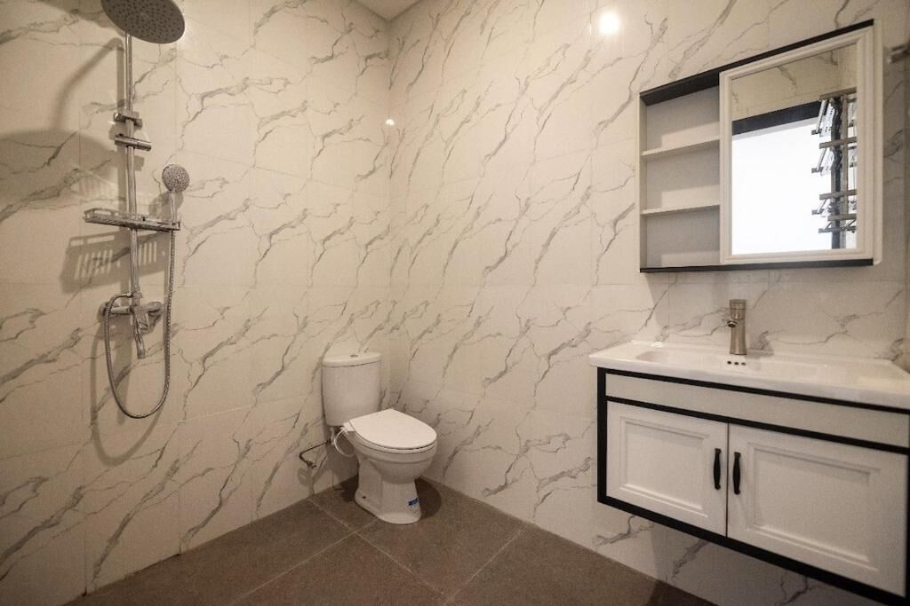 Family Villa, Patio, Pool View | Bathroom | Shower, towels, soap, shampoo