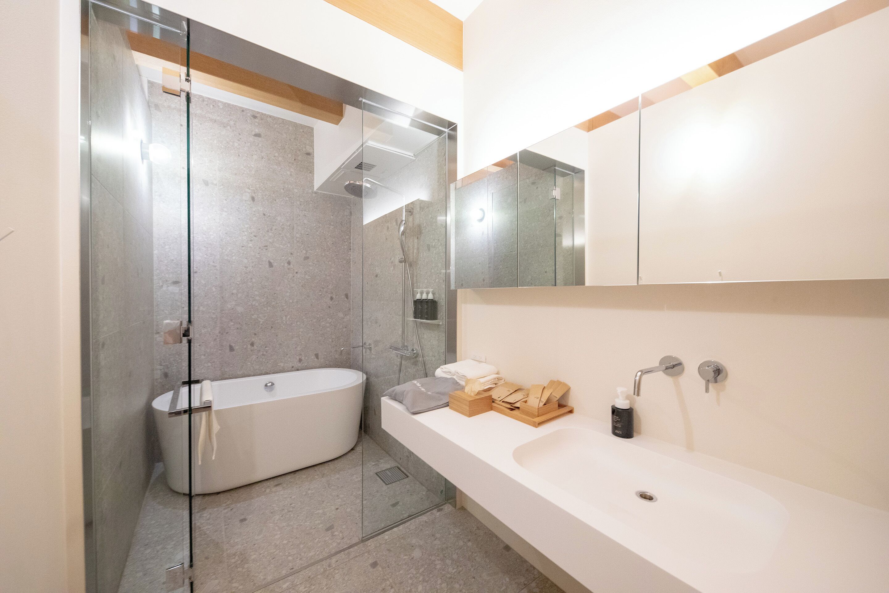 Chambre Supérieure avec lits jumeaux | Salle de bain | Sèche-cheveux, serviettes fournies, shampoing, papier toilette