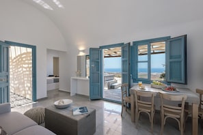 Comfort Apartment, Hot Tub, Sea View (Aglaia) | Living area