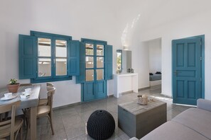 Comfort appartement, bubbelbad, uitzicht op zee (Euphrosyne) | Woonruimte