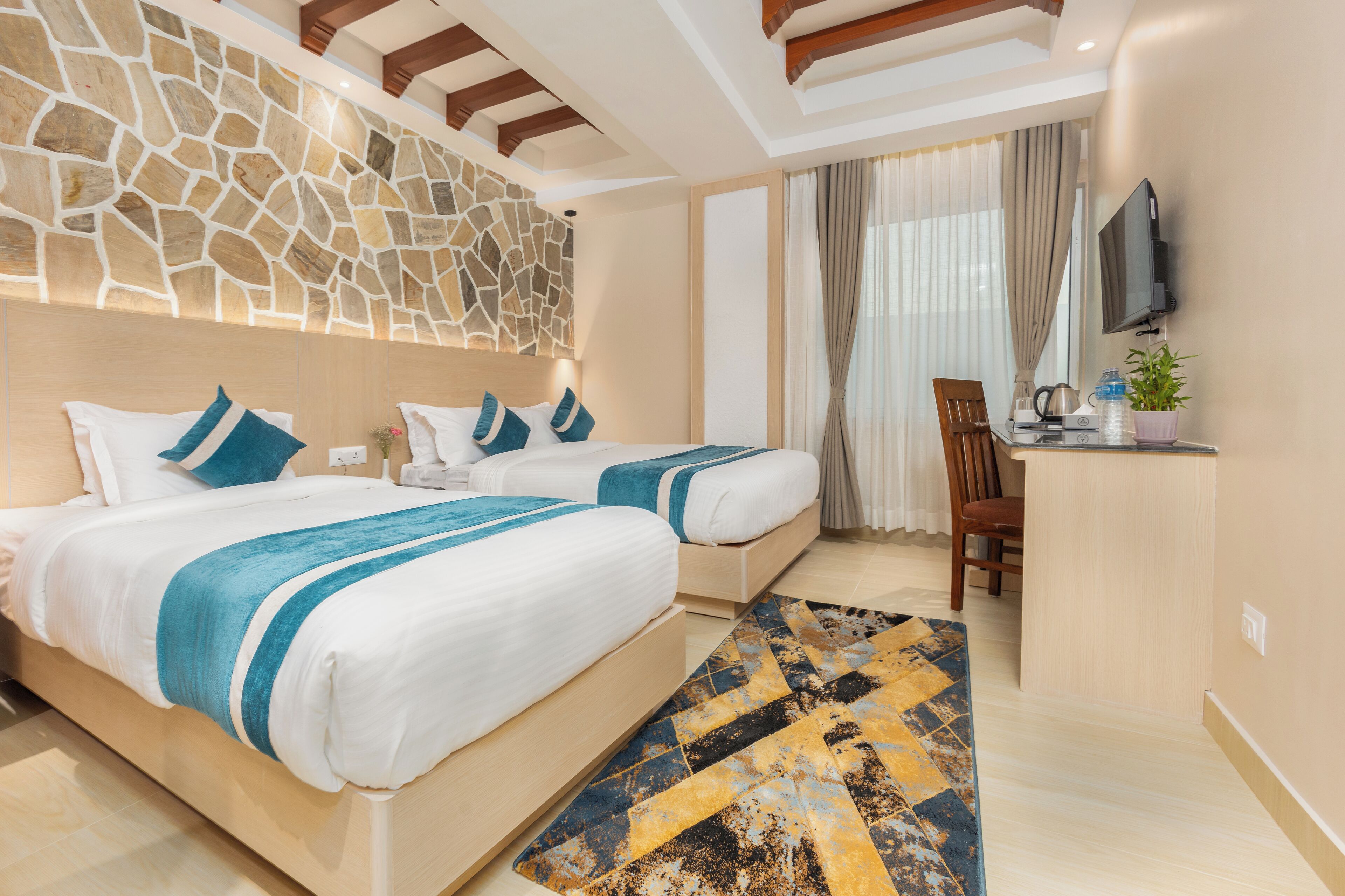 Family Quadruple Room | In-room safe, desk, laptop workspace, soundproofing