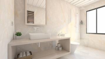 Dusche, kostenlose Toilettenartikel, Haartrockner, Hausschuhe