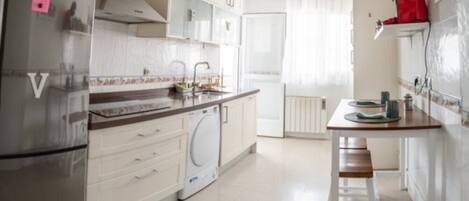 Fridge, microwave, oven, toaster