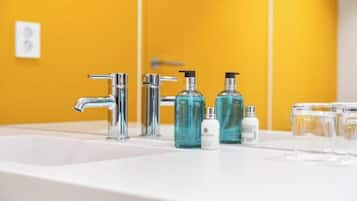 Shower, hair dryer, bidet, soap