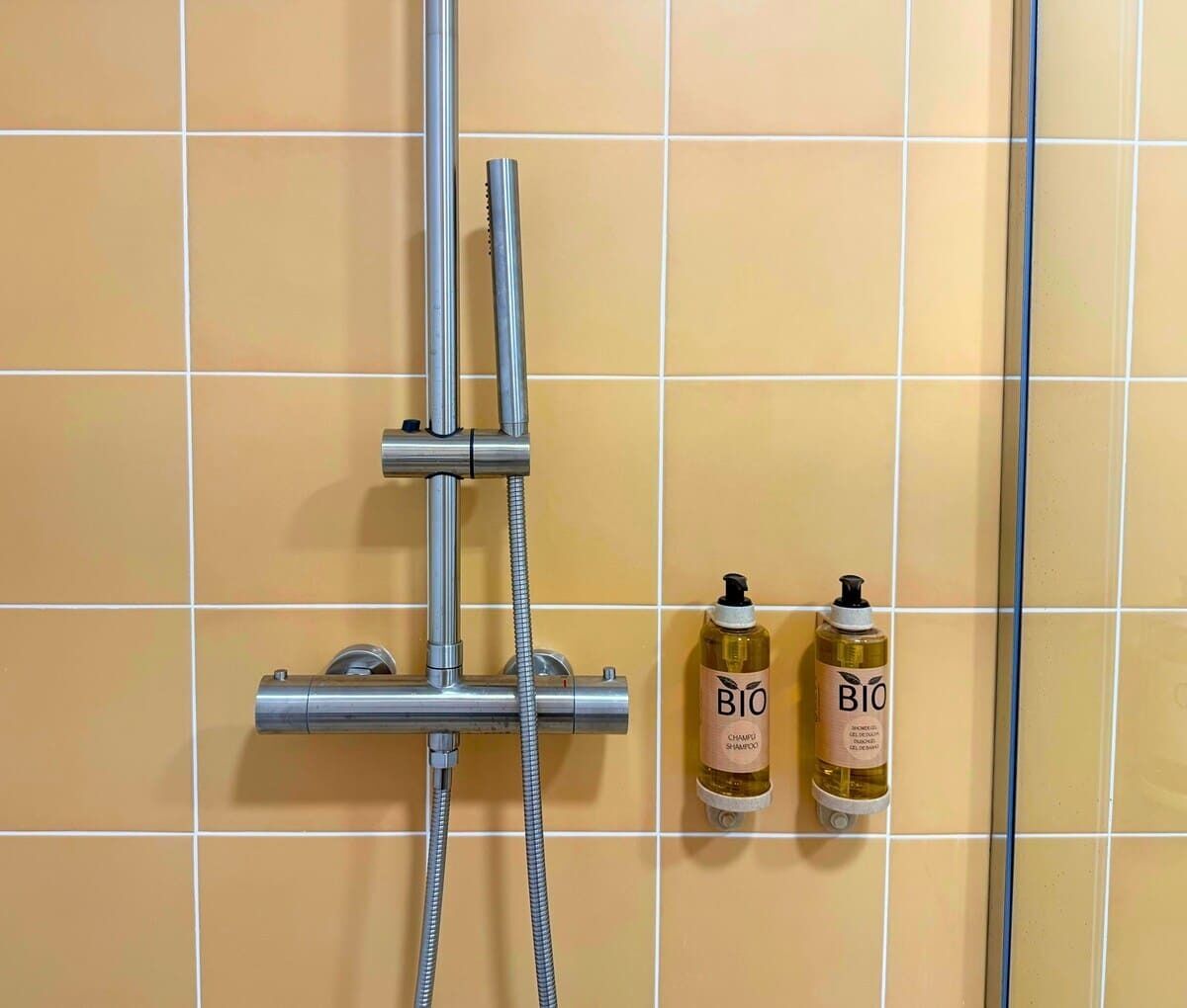 Regadera, amenidades de baño ecológicas, secadora de cabello, toallas 