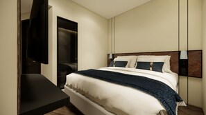 Deluxe tweepersoonskamer, 1 kingsize bed | Een bureau, gratis wifi
