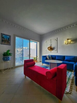 Villa, 5 Bedrooms, Smoking, Balcony | Living room - Charming Villa in Midoun, Tunisia With Private Entrance and Stunning Garden View (Djerba Midun)