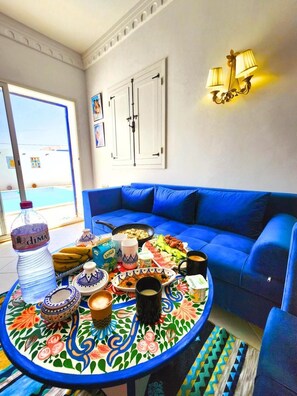 Villa, 5 Bedrooms, Smoking, Balcony | Living room - Charming Villa in Midoun, Tunisia With Private Entrance and Stunning Garden View (Djerba Midun)