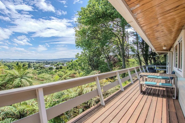 Deck looking out over Rotorua