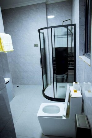 Gratis toiletartikelen, een haardroger, pantoffels, zeep