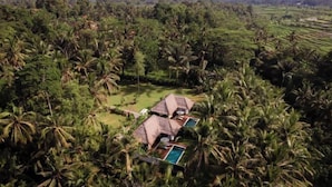 A resort with thatched-roof villas, a swimming pool, and lush tropical vegetation. - The Lanaya Villa (Bali)