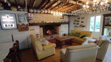 Smart TV, fireplace, foosball, table tennis