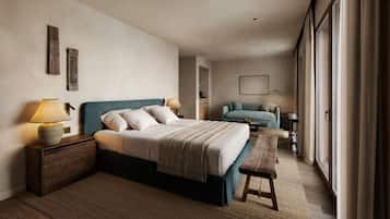 Soukana Family Suite | Caja de seguridad en la habitación y cortinas blackout