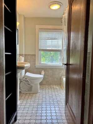 Haartrockner, Bidet, Handtücher, Seife