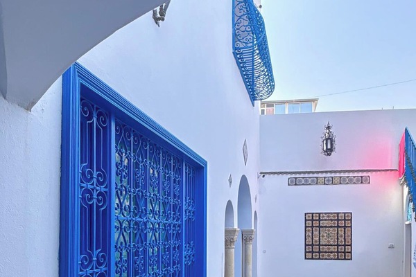Traditional courtyard with authentic Tunisian architecture and natural light