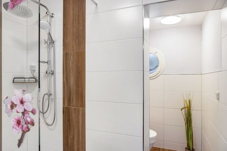 Shower, hair dryer, towels. Holiday Home 'Kaiser' with Mountain View, Private Terrace and Wi-Fi