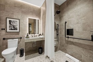 Deluxe Room, Multiple Beds, Roll-in Shower, Non Smoking | Bathroom | Shower, hair dryer, towels, soap - The Breeze Suites (Sechelt)