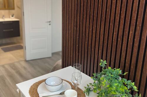 Apartament Comfort, vistes al jardí | Cortines opaques i planxa i posts de planxar
