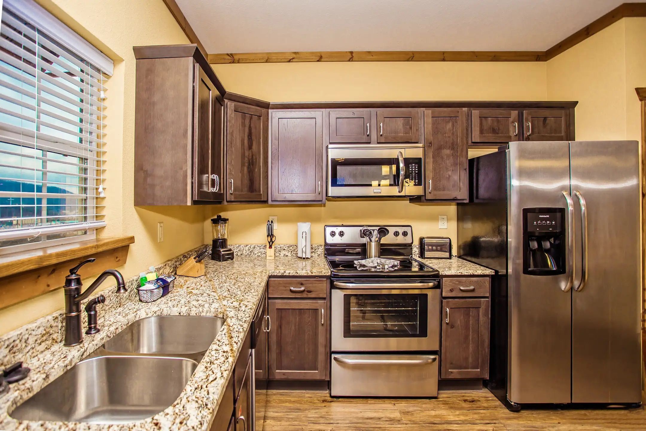 Fridge, microwave, stovetop, toaster