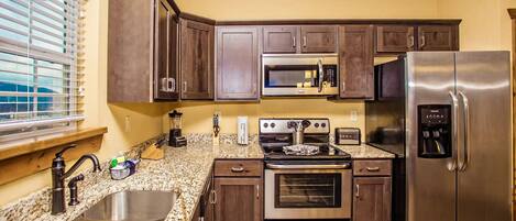 Fridge, microwave, stovetop, toaster