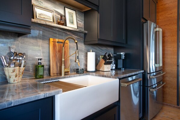 Fridge, coffee/tea maker, dining tables