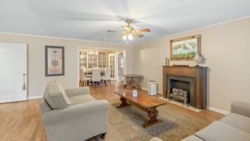 Smart TV, fireplace, video games, books