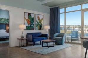 Suite, 1 King Bed, Non Smoking, Balcony | Living area - Hotel Eastport (Wildwood)