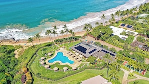 An aerial view of a resort with a swimming pool, beach access, and lush landscaping. - Wailea Ekahi Village 3B | Garden-View Studio Near Pool & Beach (Wailea)