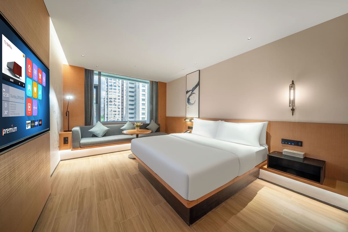 Habitación Business, 1 cama de matrimonio grande, vistas a la ciudad | Tabla de planchar con plancha y wifi gratis